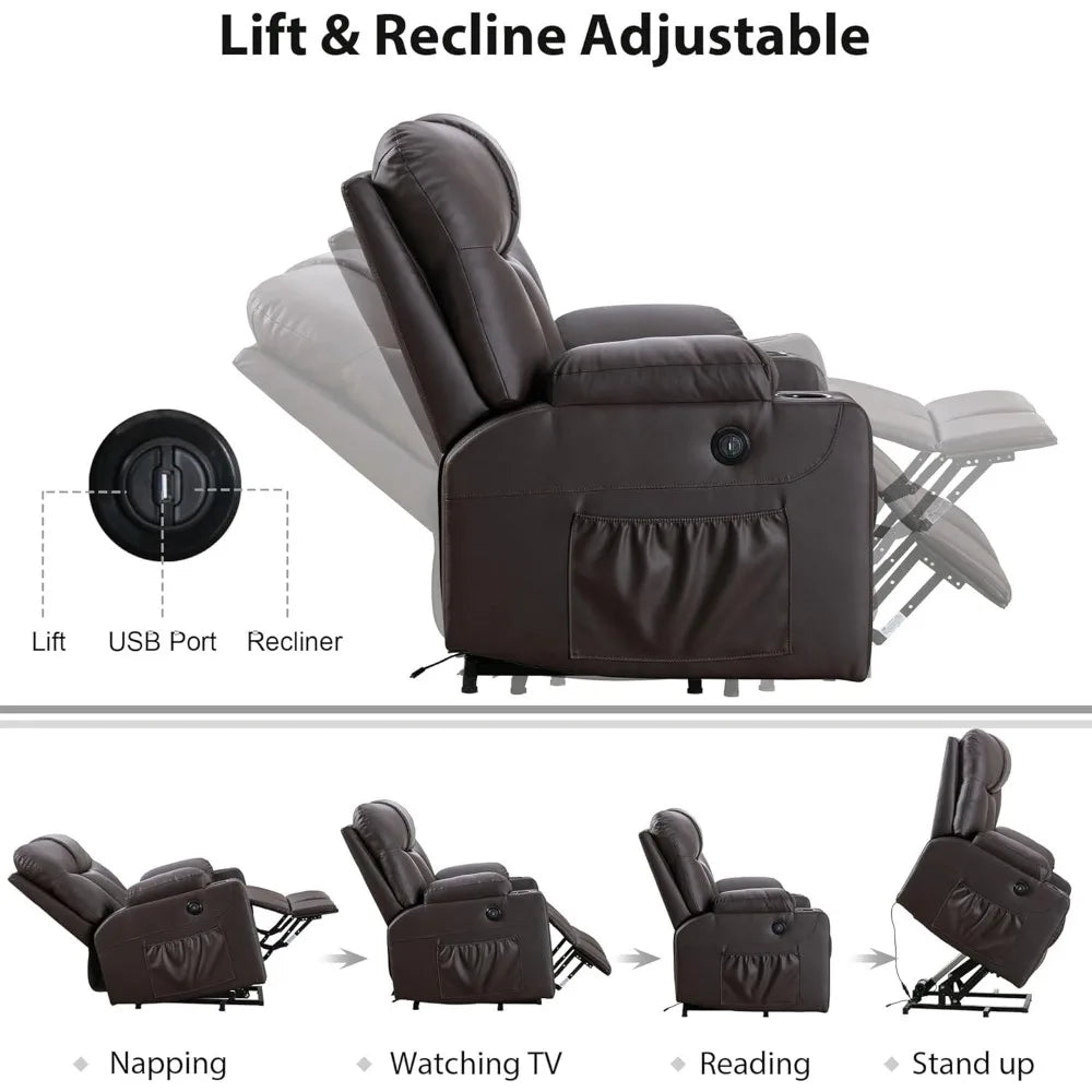 LZJV Oversized Power Lift Recliner Chair With Heated Massage