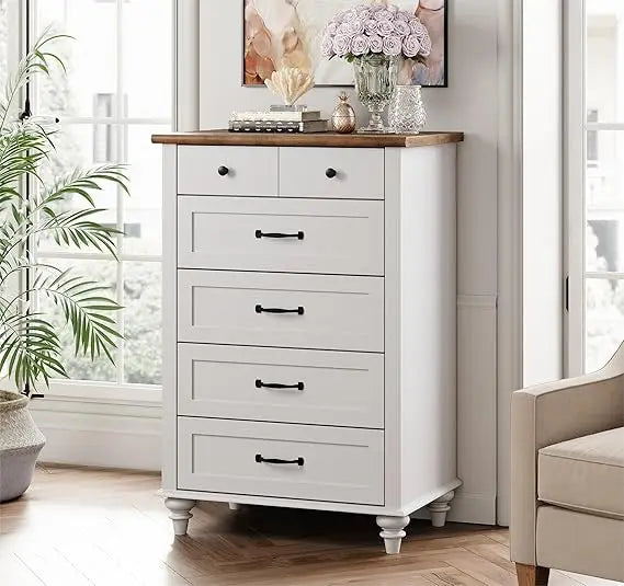 Oak Dresser With 5 Drawers For Bedroom Modern Wood Storage