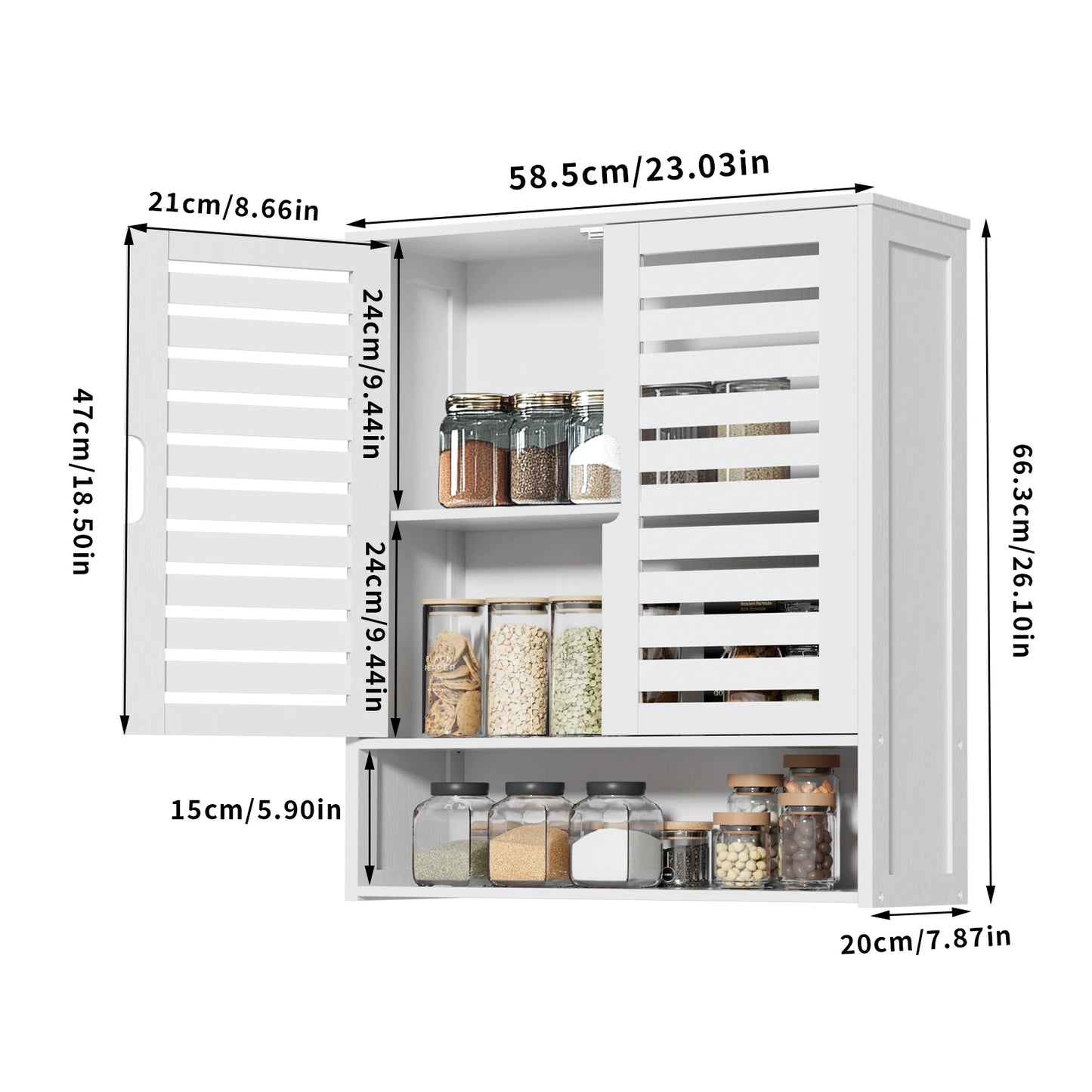 Premium Bamboo Wallmounted Cabinet Triple Tier Durable Bathroom Kitchen Organizer