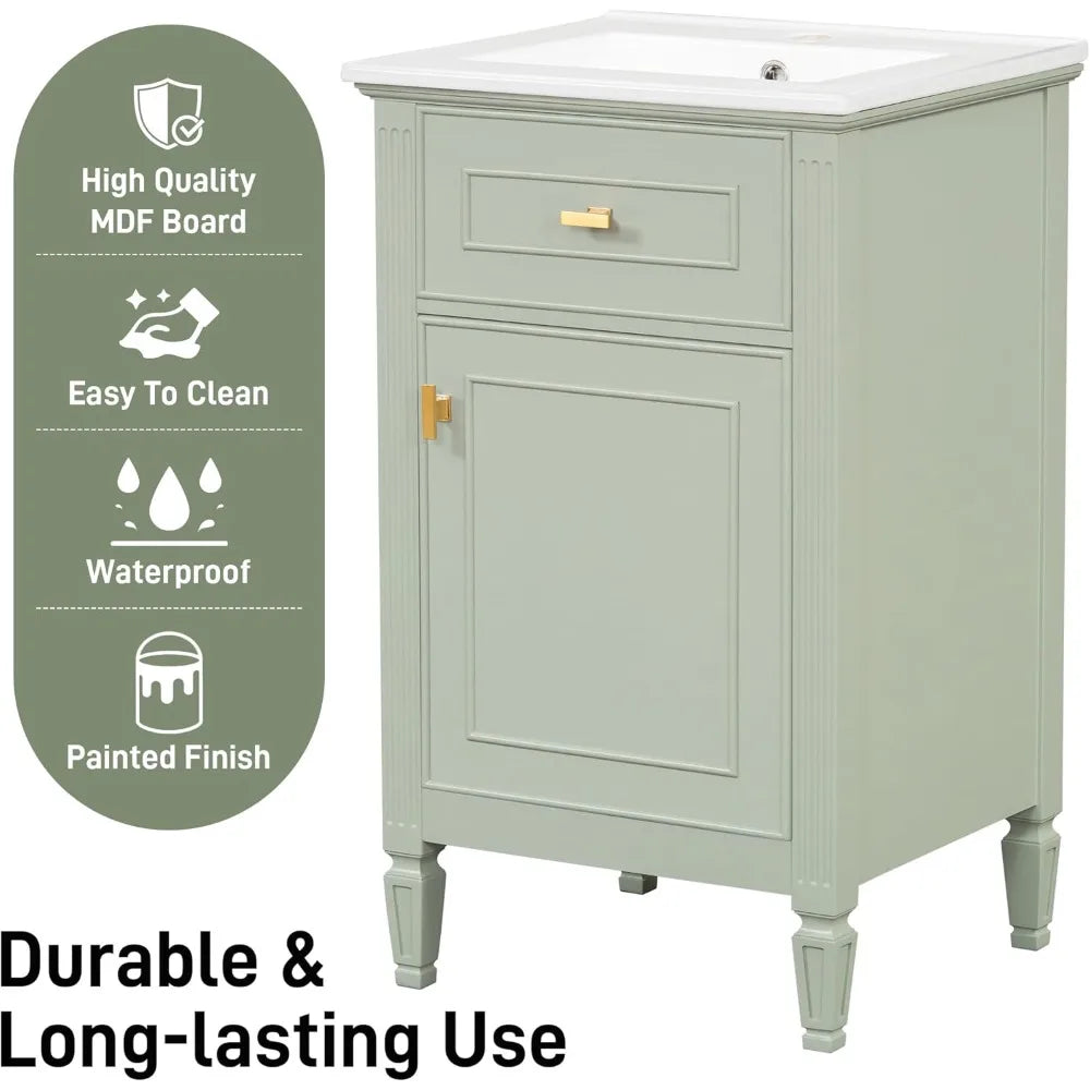 Premium Solid-Wood Modern Vanity With Sink Soft-Close Tilt-Out Drawer Adjustable-Shelf