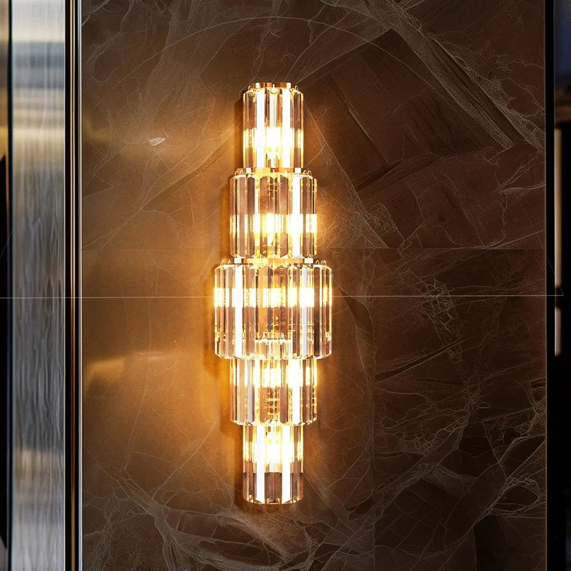 LUVODI Modern Crystal Wall Lamp Three Layer Sconce Light E14 LED Dimmable UL Listed
