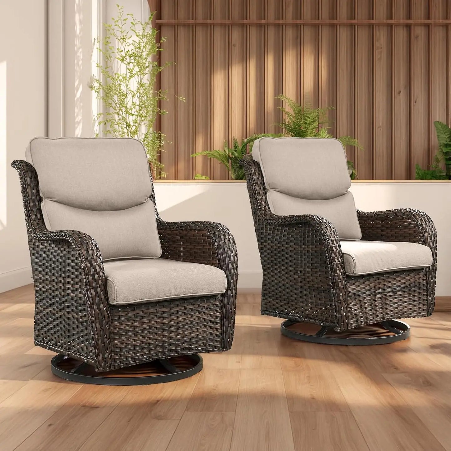 Wicker Rocking Chair Set Outdoor Patio Rattan Lounge For Garden