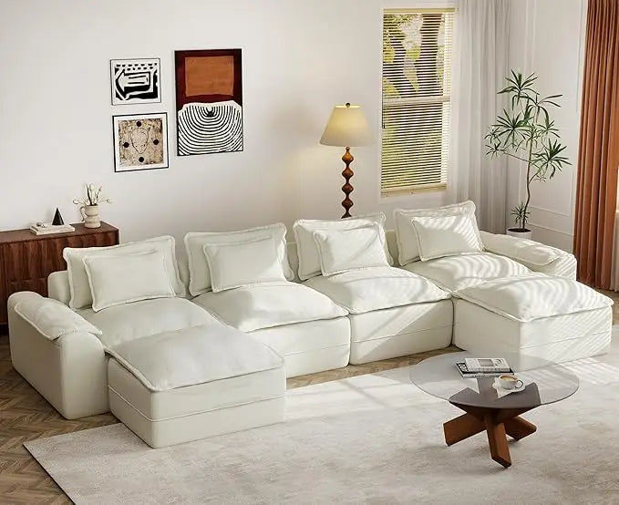 HUANZHUANG Cloud Modular Sectional Sofa With Ottomans