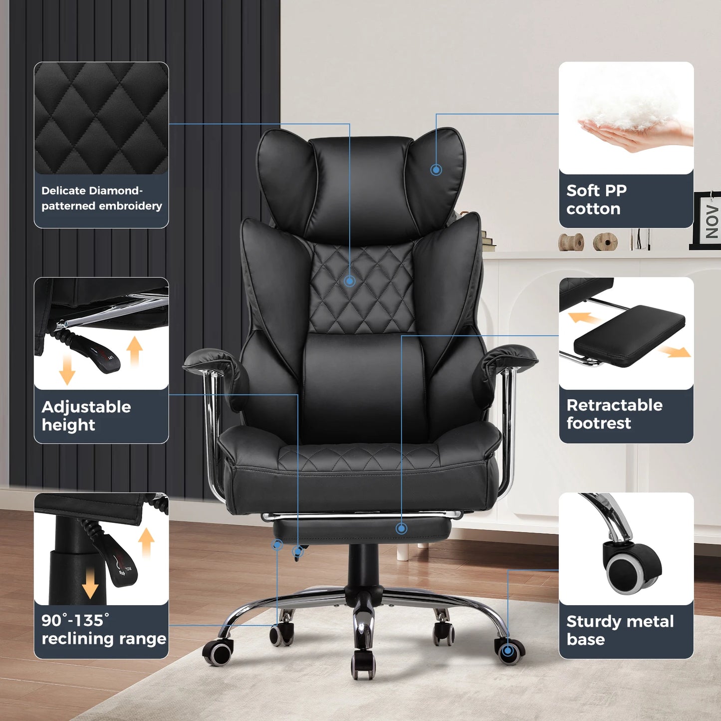 COMHOMA Ergonomic Gaming Chair With Pocket Spring Lumbar Support