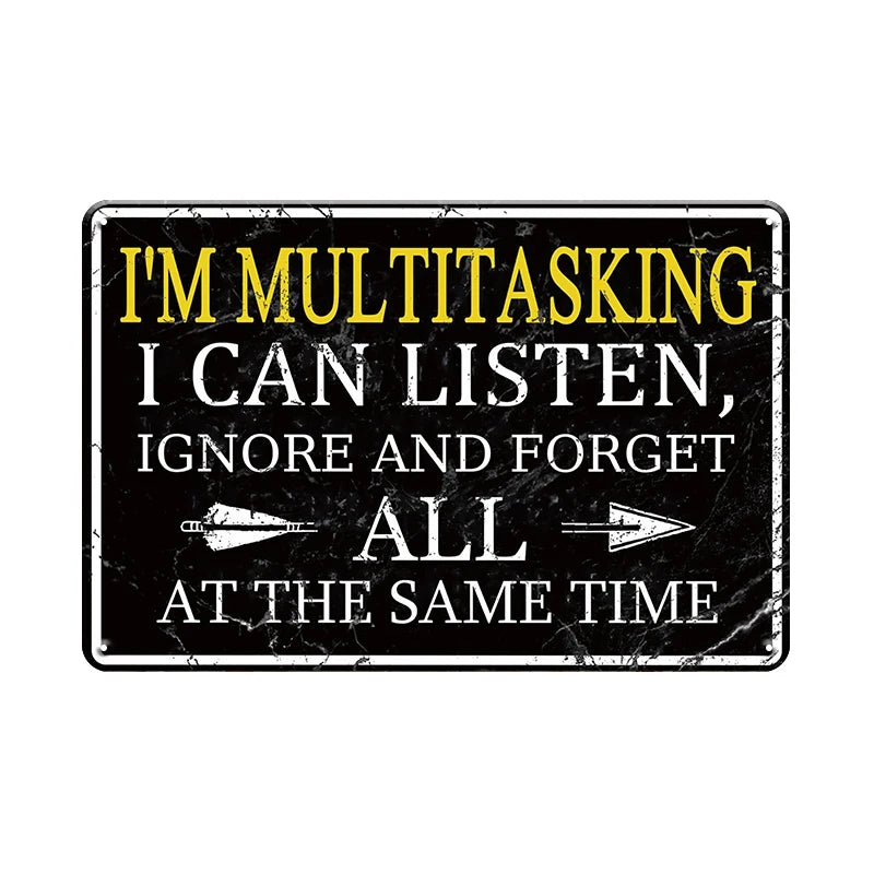 Set Of 6 Funny Quotes Metal Tin Signs Retro Humorous Wall Art For Home Office Decor