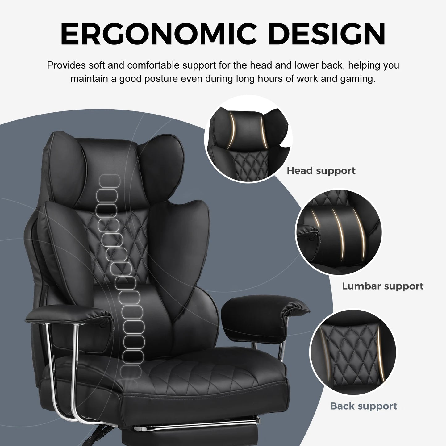 COMHOMA Ergonomic Gaming Chair With Pocket Spring Lumbar Support