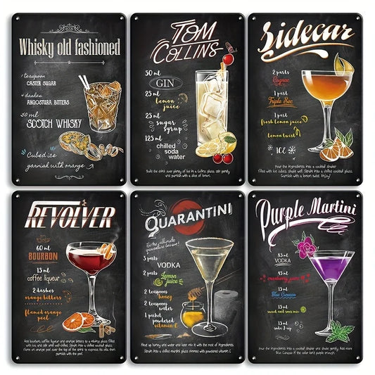 Vintage Funny Mojito Metal Tin Signs Set for Bar Decor