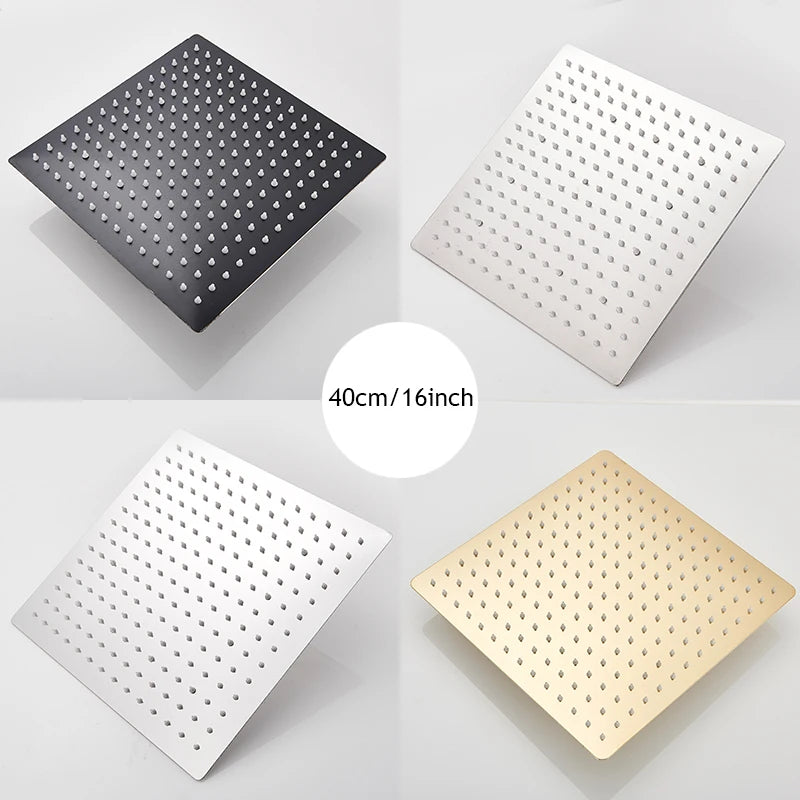 Wanmivezlo Chrome Finish Square Rainfall Shower Head Stainless Steel