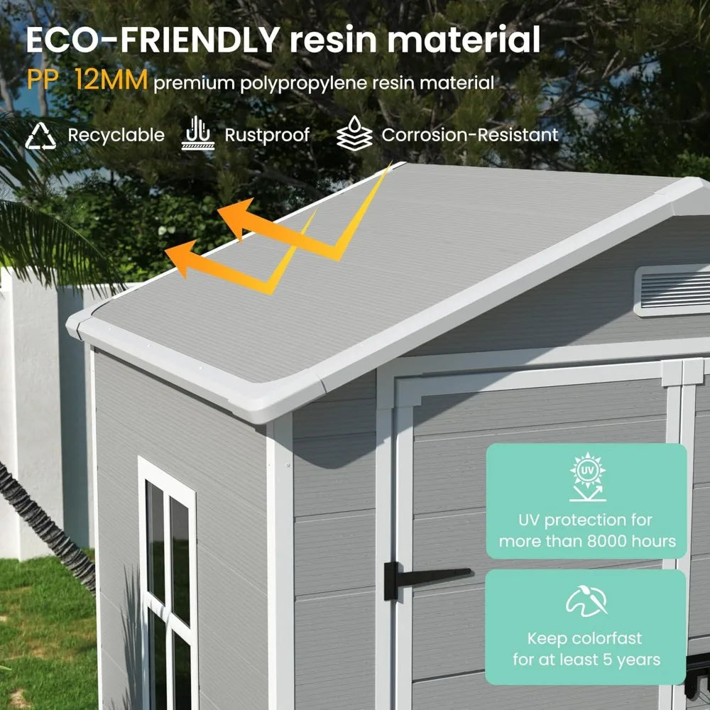 Outdoor Resin Storage Shed With Lockable Door For Garden Tools And Equipment Storage