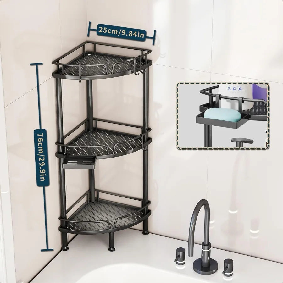 Corner Shower Caddy Stand 3 Tier Organizer With Soap Holder