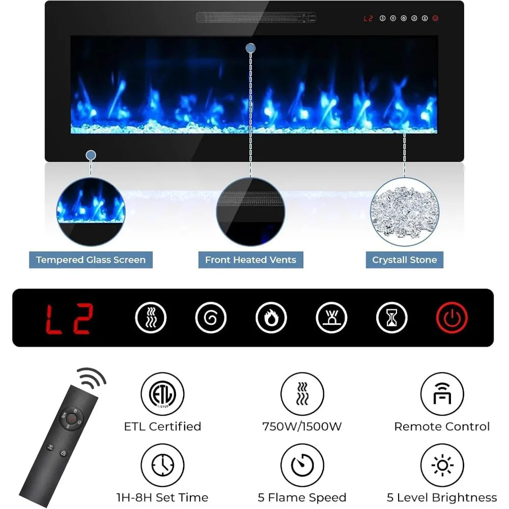 ZHUXIANG TV Stand With Fireplace Electric Entertainment Console