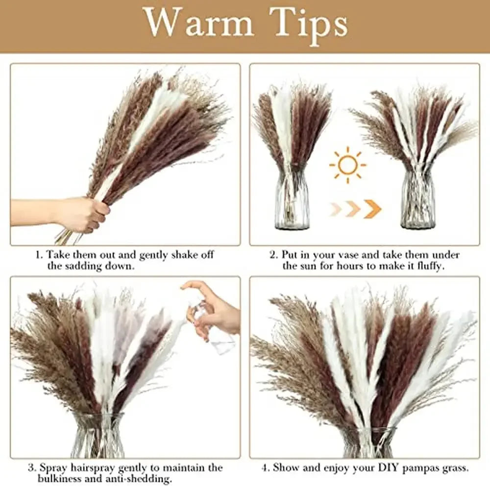 XMSJ Bulk Dried Pampas Grass Decor Set 325 Pieces In 6 Styles For Elegant Home Decor