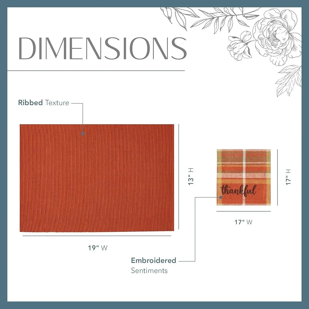 XMSJ Premium Autumn Cotton Napkin And Placemats EightPiece Thanksgiving Decorations