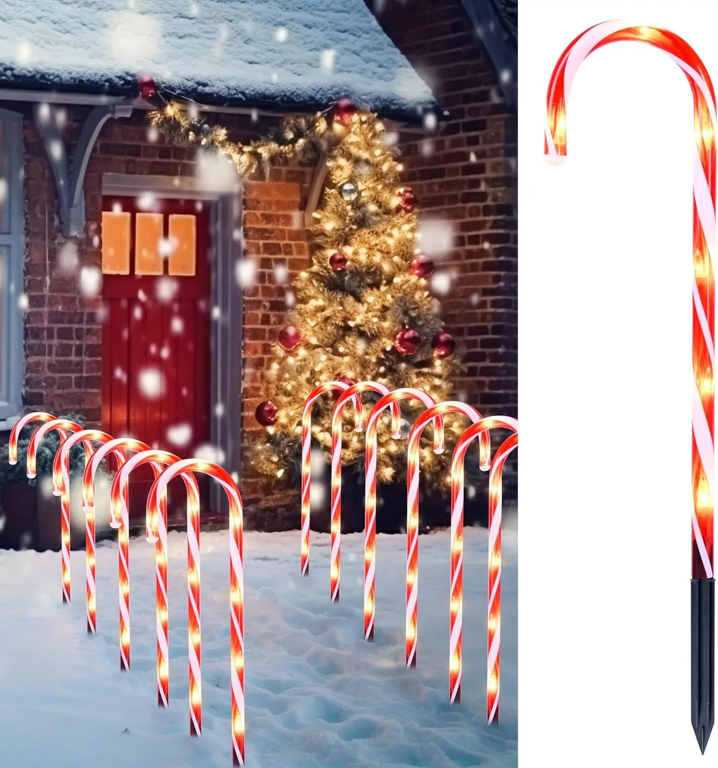 Joyfy Candy Cane Pathway Lights Set 12 Outdoors