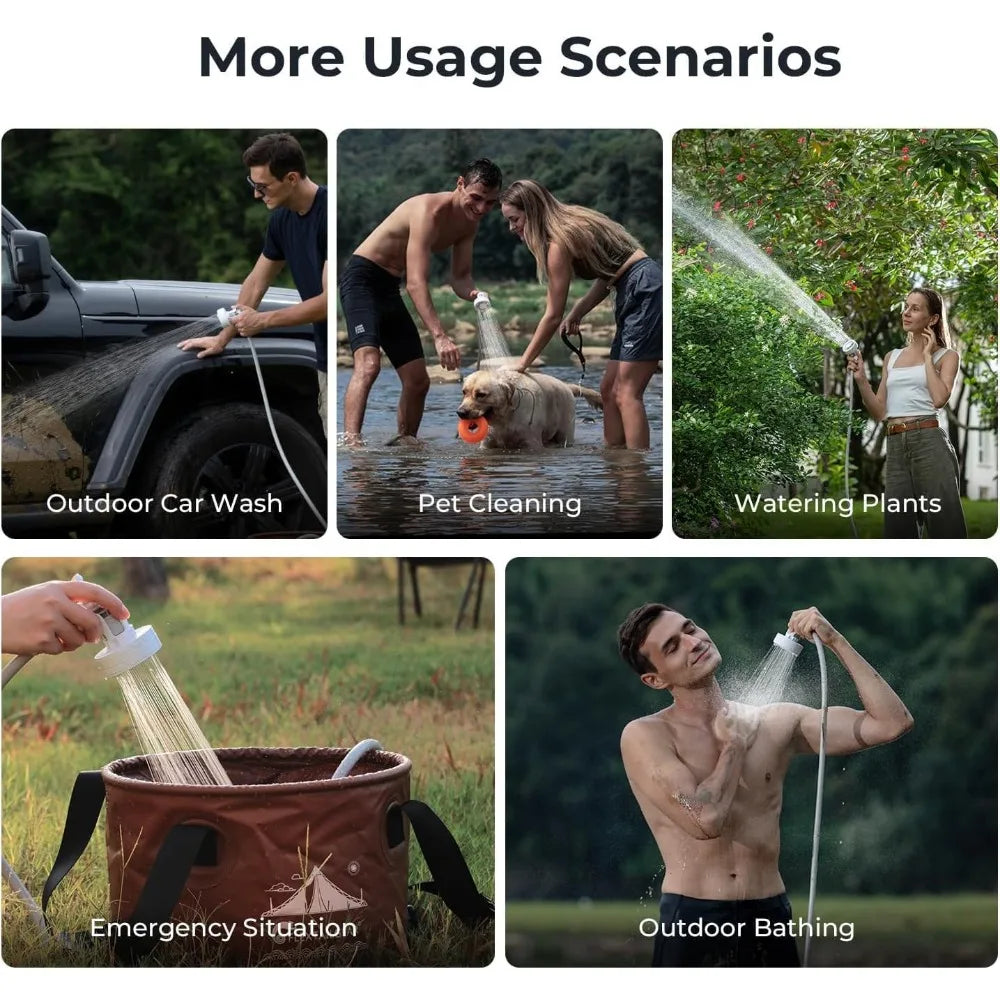 YTYIN Portable Camping Shower Pump Rechargeable for Outdoor Adventures BeachVacation