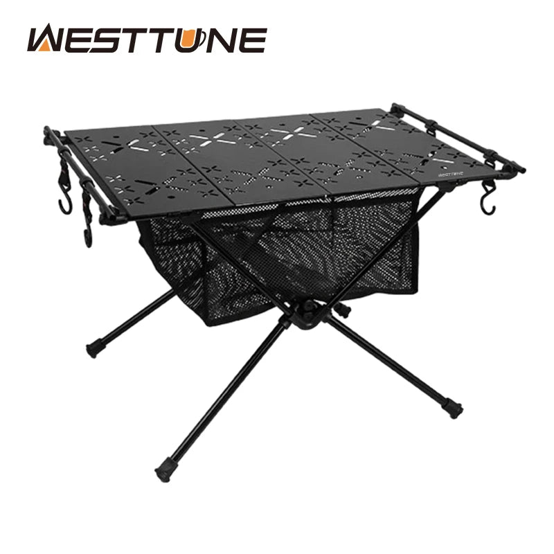 WESTTUNE Folding Camping Table Aluminum Lightweight Portable Mesh Storage Bag
