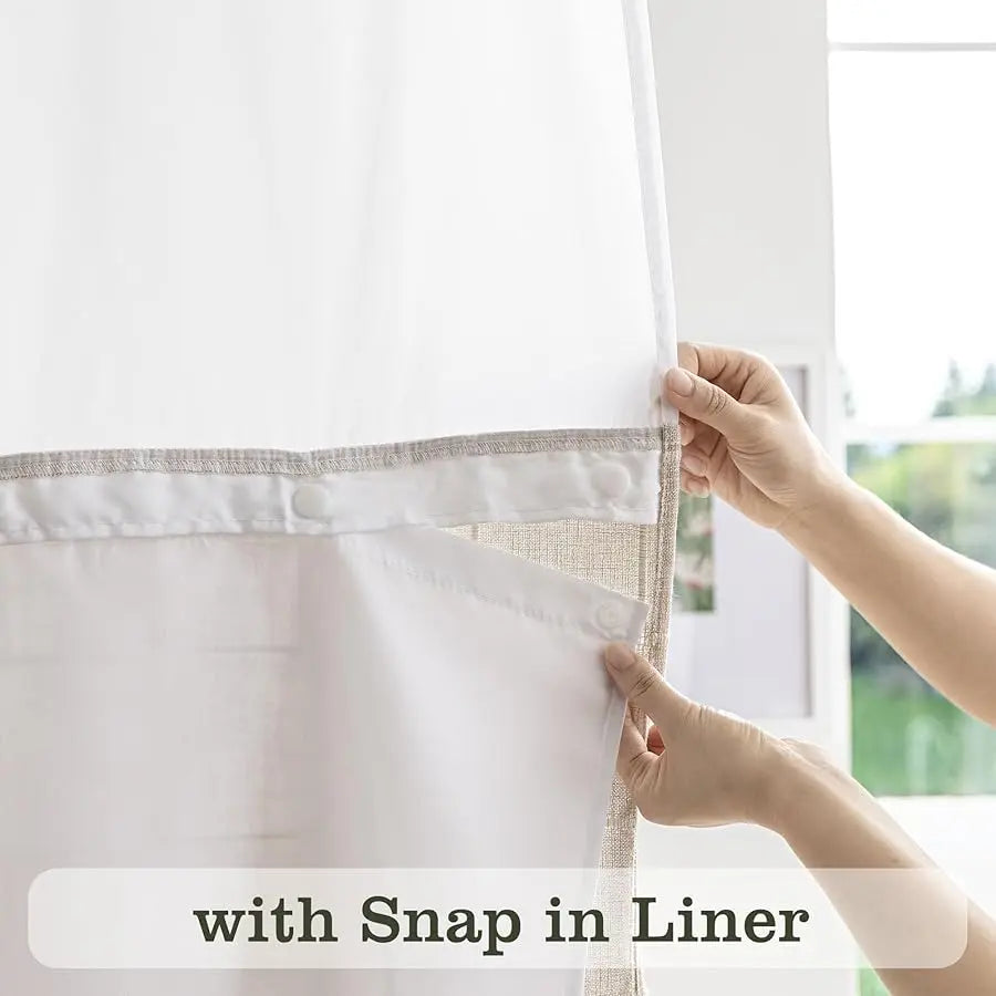 Dream Farmhouse Linen Shower Curtain With Snap In Liner