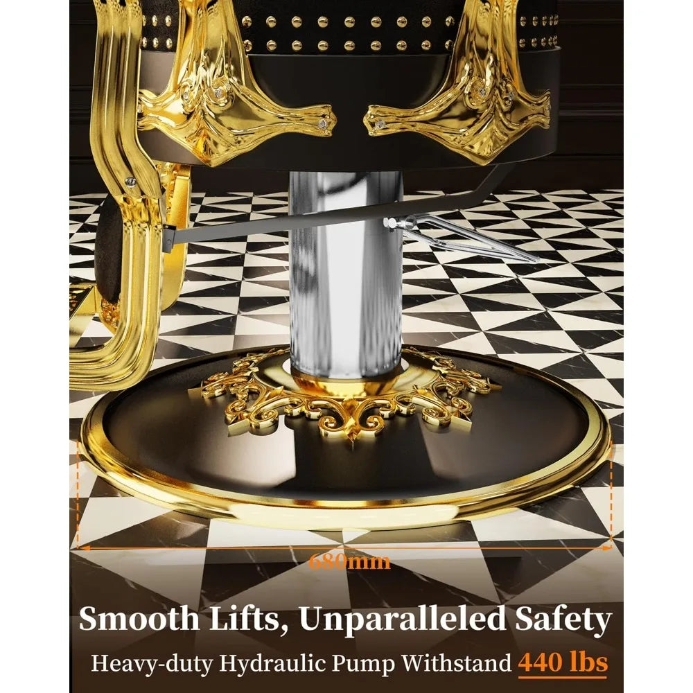 ZHUOTING Retro Barber Chair Vintage Style Heavy Duty Reclining