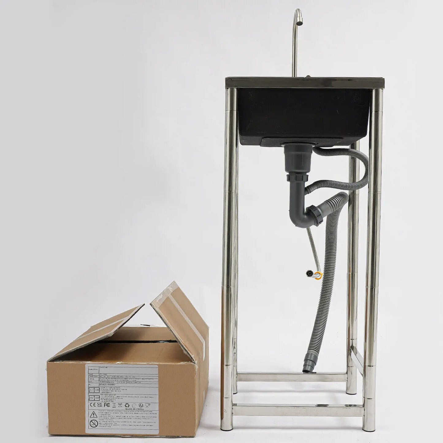 Bymaocar Commercial Stainless Steel Outdoor Sink Single Bowl With Faucet