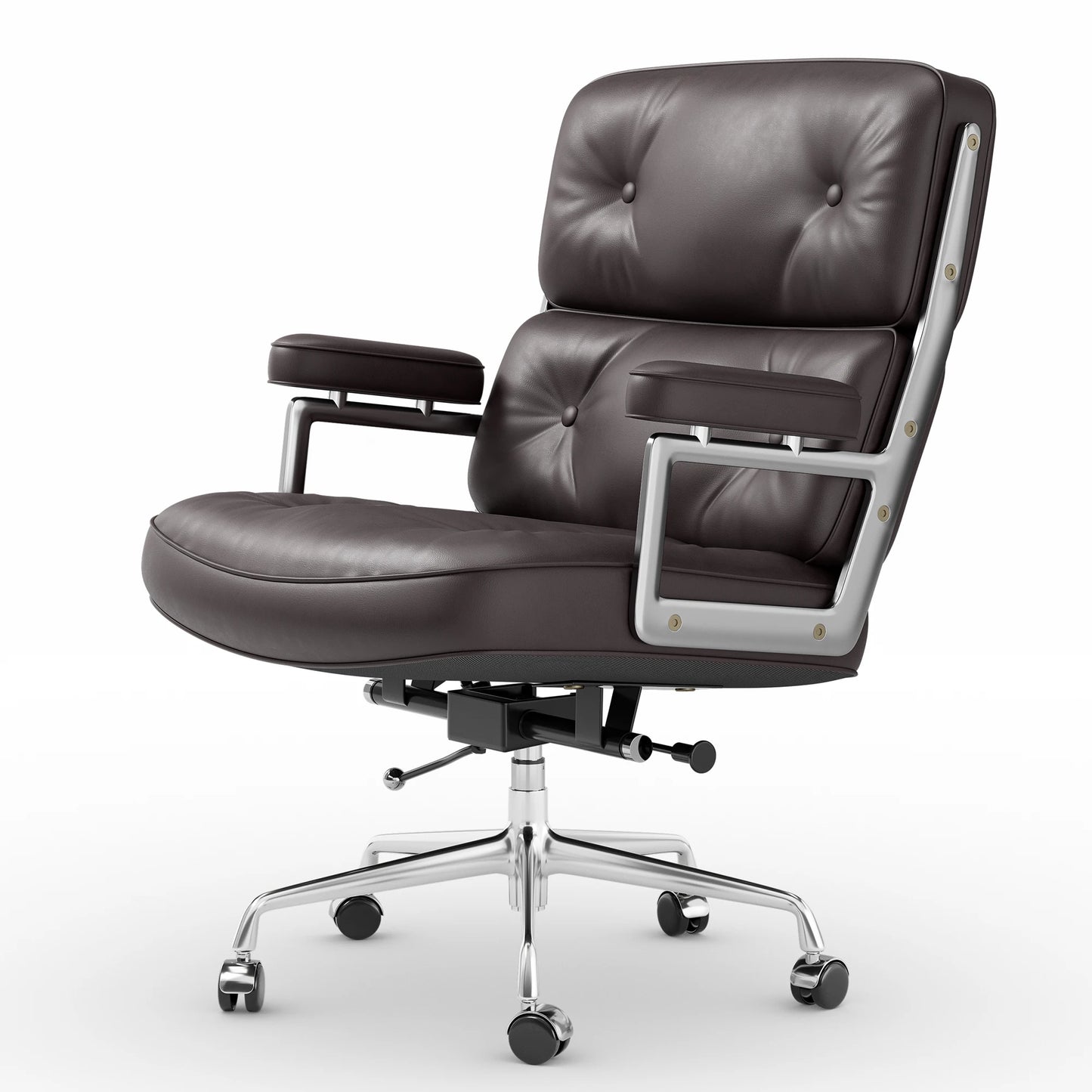 Furgle Ergonomic Genuine Leather Office Chair With Swivel Backrest