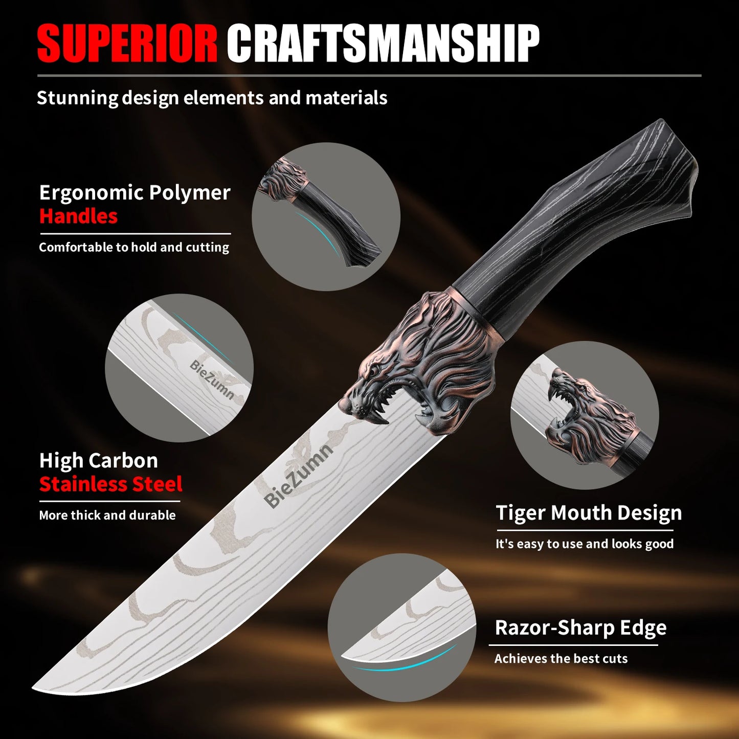 From The Vendor Field UltraProfessional PremiumGrade StainlessSteel ChefKnifeBoning Set