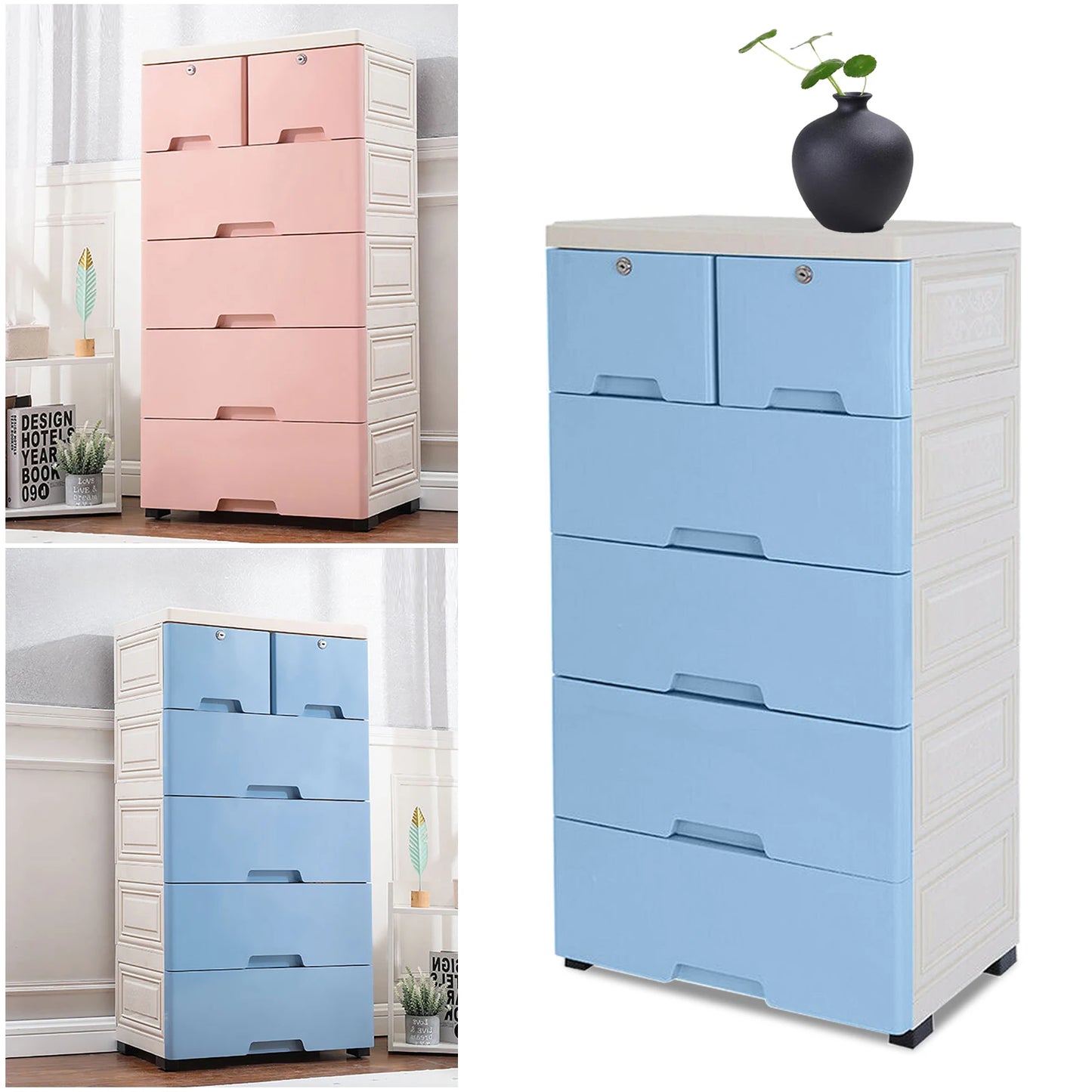 Drawer Classic 6 Drawer Plastic Dresser Storage Tower For Home