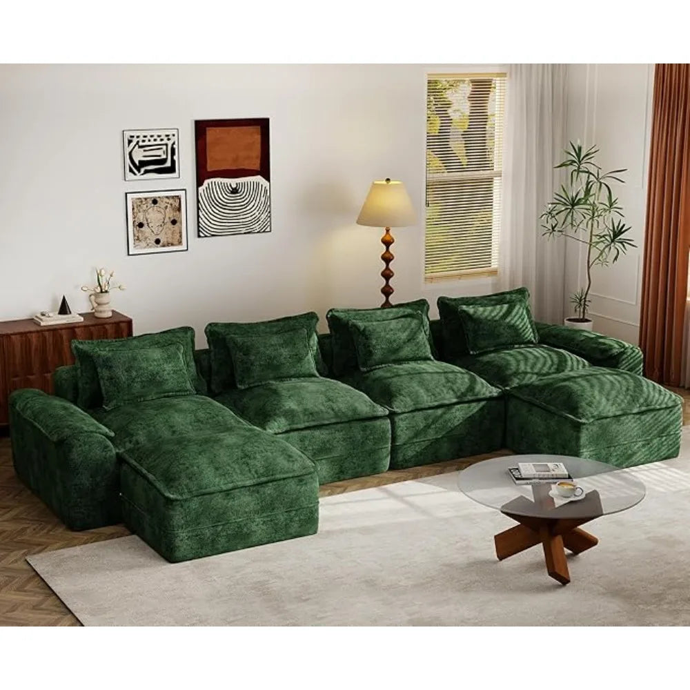 HUANZHUANG Cloud Modular Sectional Sofa With Ottomans