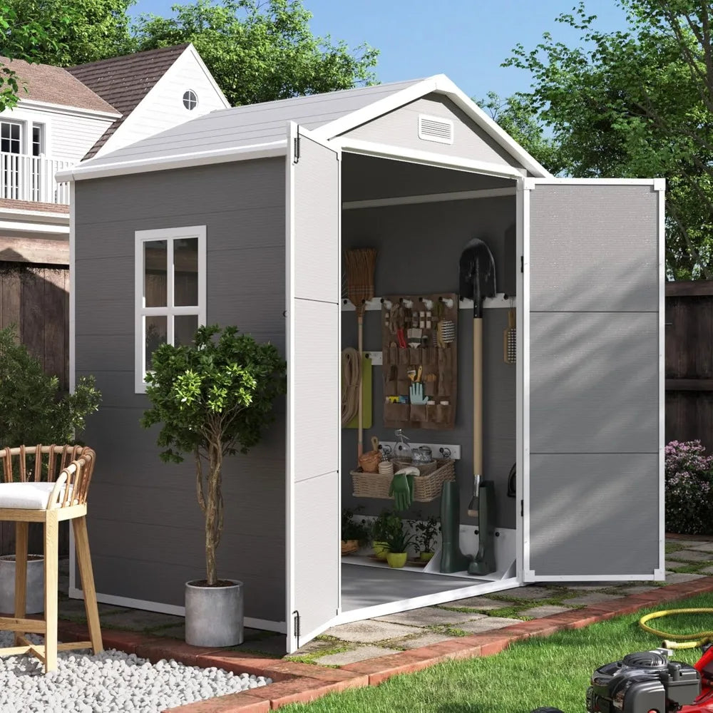 Outdoor Resin Storage Shed With Lockable Door For Garden Tools And Equipment Storage