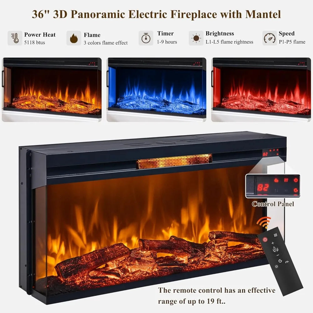 LZJV Farmhouse Electric Fireplace TV Stand Entertainment Center