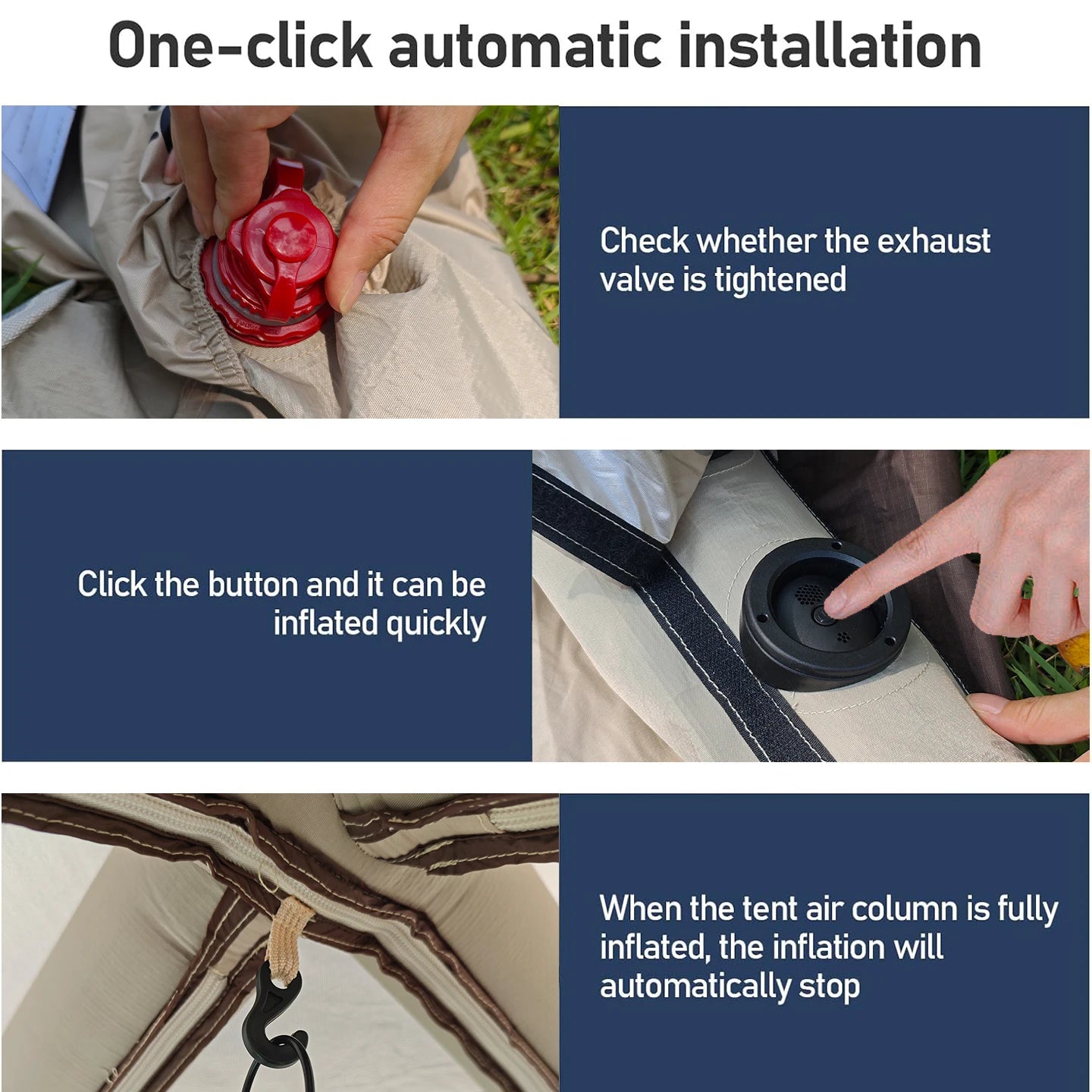 ZUIQIUZ Inflatable Camping Tent With Built In Air Pump For 3 To 4 People