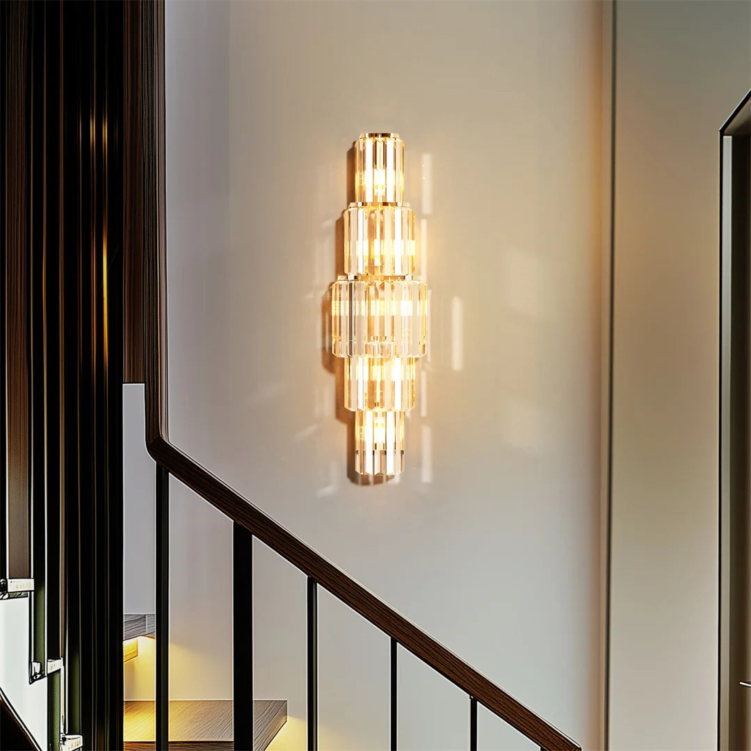 LUVODI Modern Crystal Wall Lamp Three Layer Sconce Light E14 LED Dimmable UL Listed