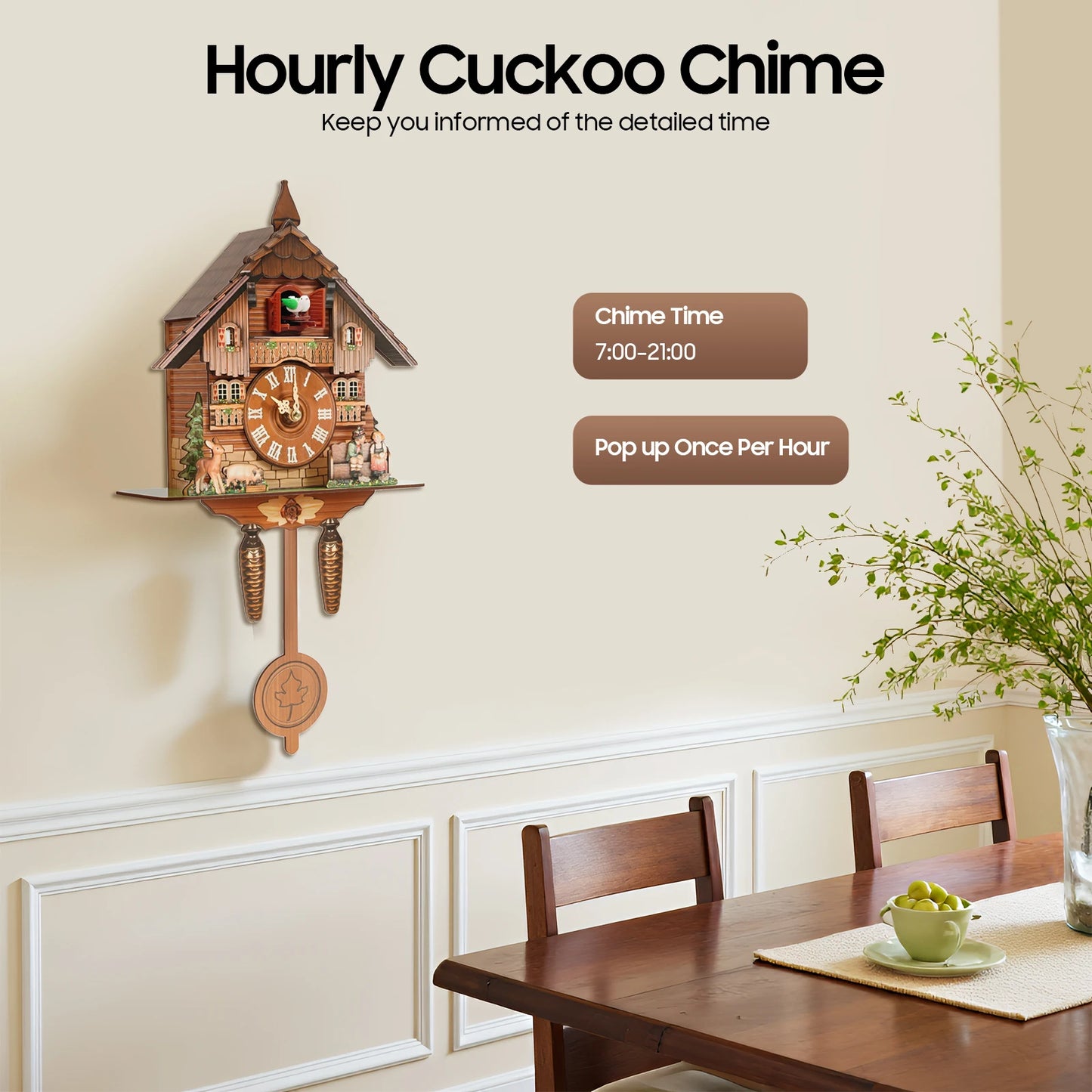 German Style Cuckoo Clock With Bird Chime Battery Operated
