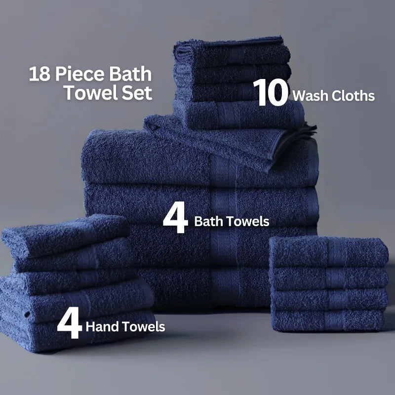 Cotton Towel Set 18 Piece Bath Hand Face Towels Premium