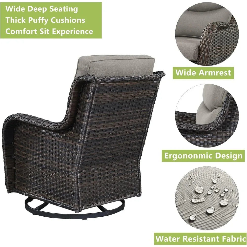 Wicker Rocking Chair Set Outdoor Patio Rattan Lounge For Garden