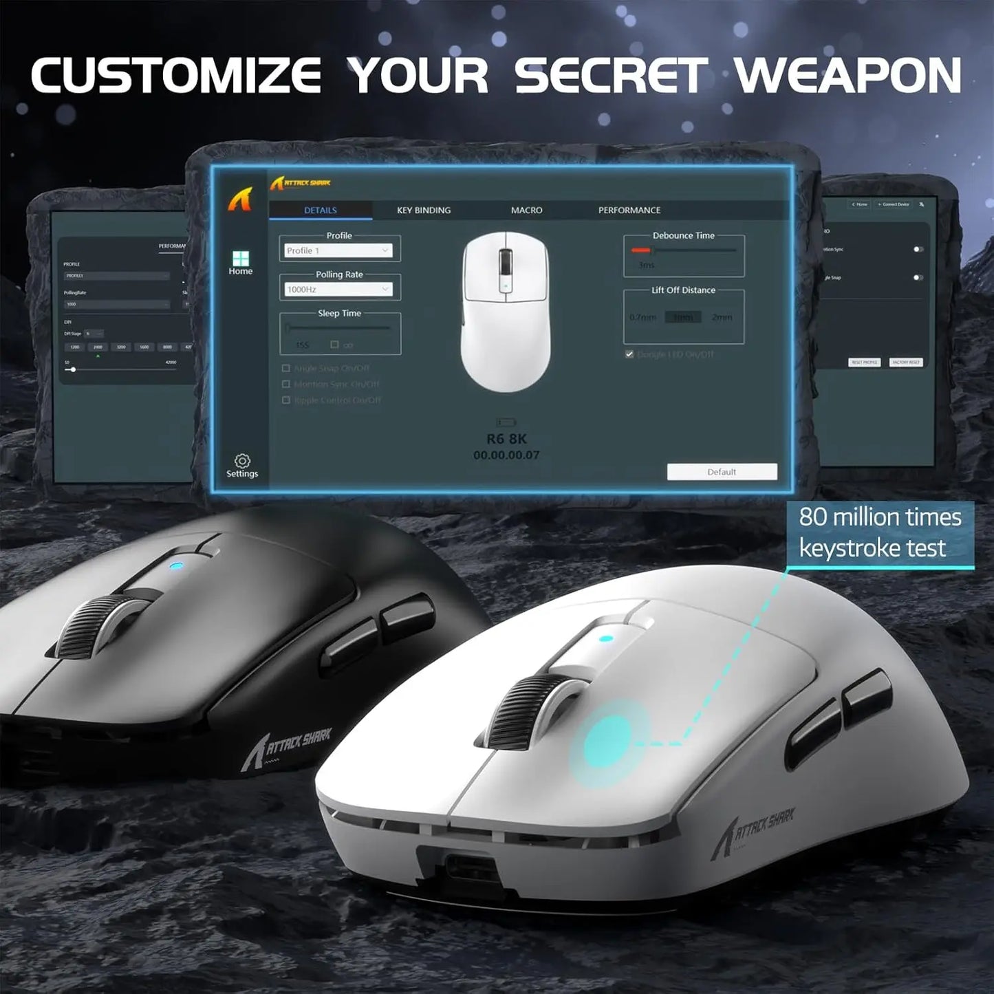 Attack Shark R6 Lightweight Wireless Gaming Mouse PAW3950Max Sensor