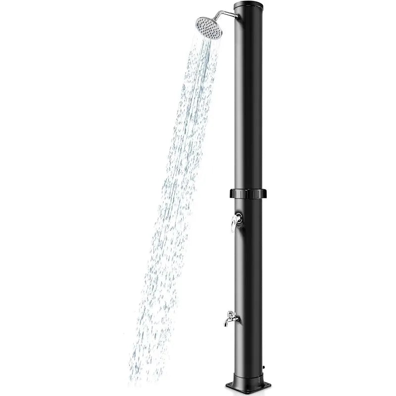 XMSJ Solar Heated Outdoor Shower Freestanding Garden Pool Shower With Rotating Head And Temperature Control