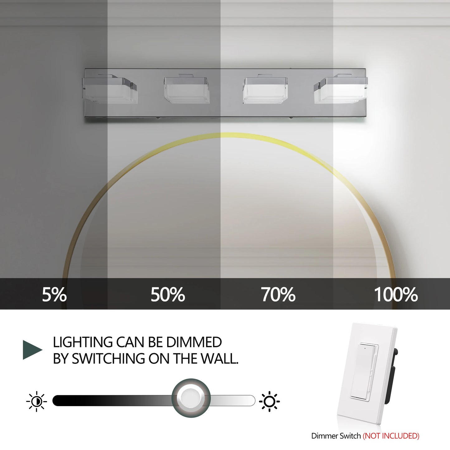 ARLGSITE Led Contemporary Bathroom Vanity Light Fixtures ThreeToFive Light Mirror