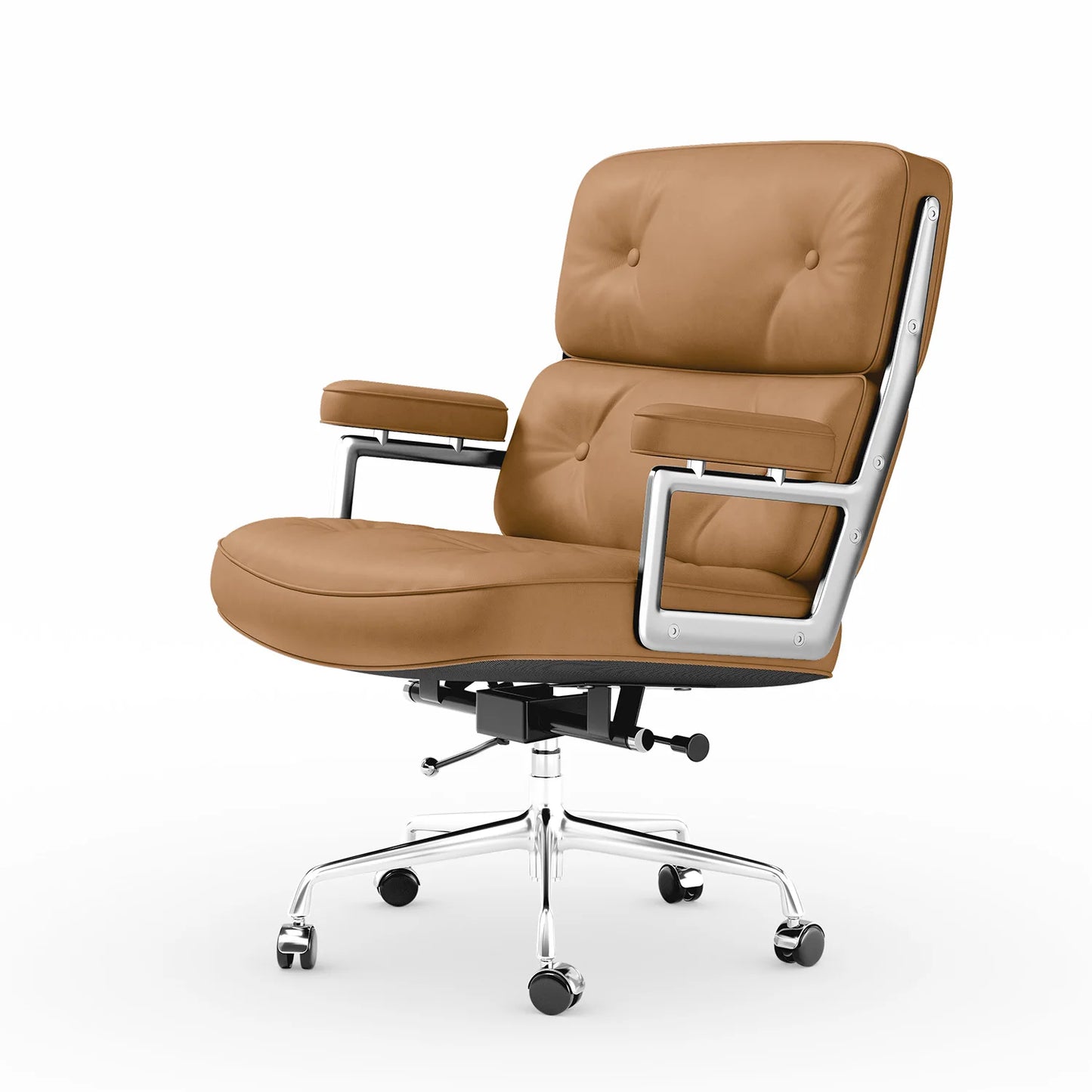 Furgle Ergonomic Genuine Leather Office Chair With Swivel Backrest