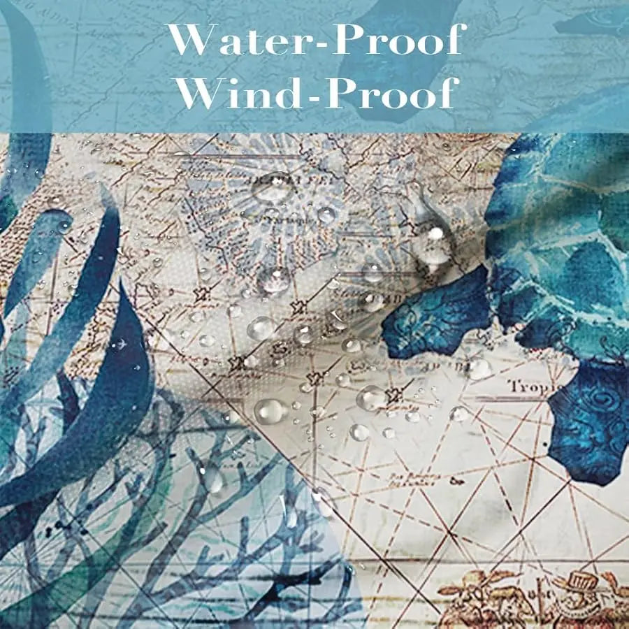 Nautical Sea Turtles Fabric Shower Curtain Set With Grommets