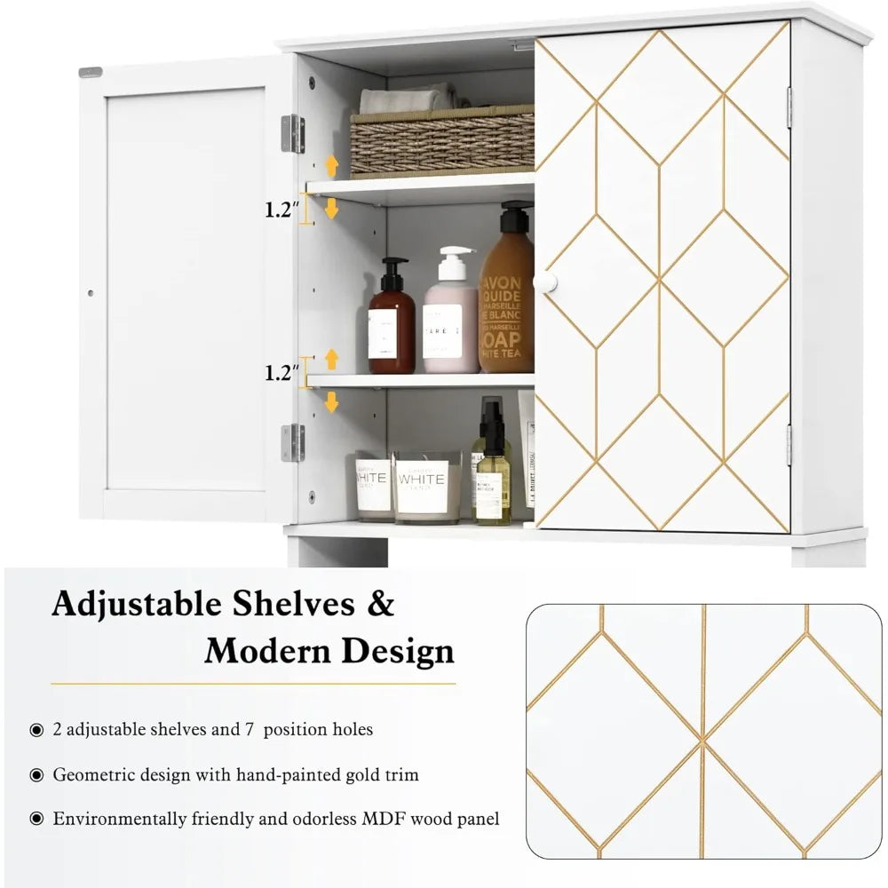 MKDK Over Toilet Storage Cabinet With Adjustable Shelves
