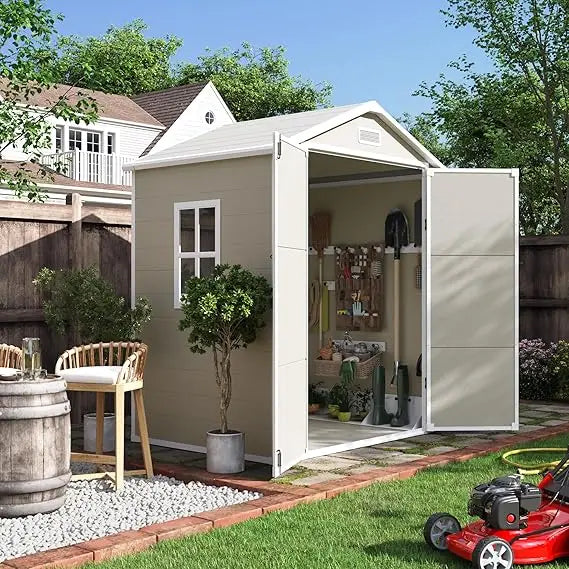 Outdoor Resin Storage Shed With Lockable Door For Garden Tools And Equipment Storage