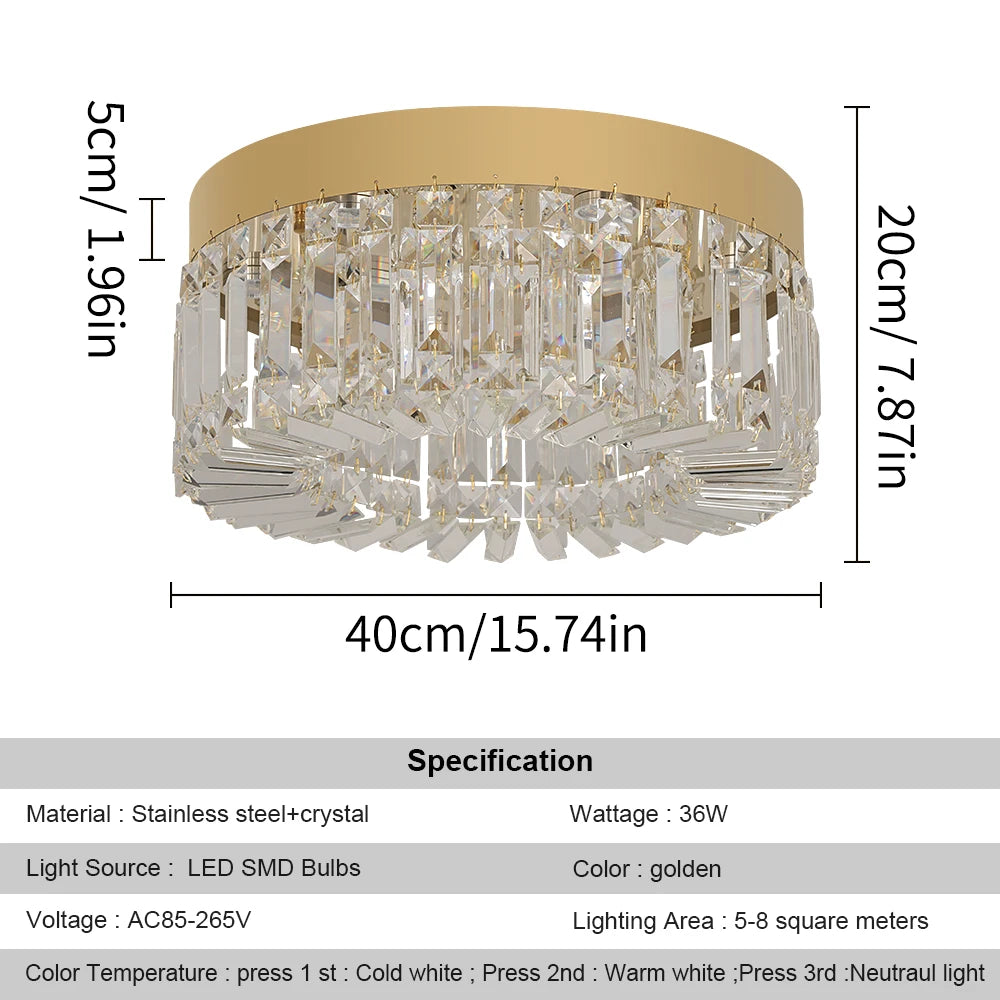 Vetrulus Crystal Ceiling Light for Living Room Modern LED Chandeliers