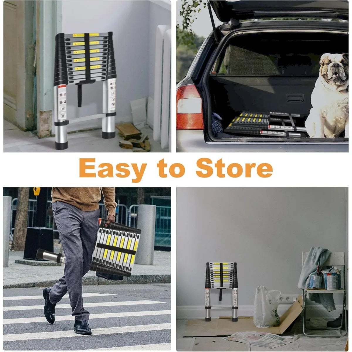 Collapsible Aluminum Extension Ladder For Home And RV Use