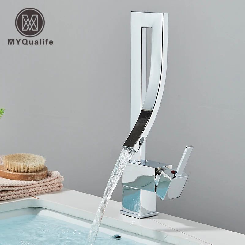 MYQualife Brass Deck Mounted Basin Faucet Single Handle