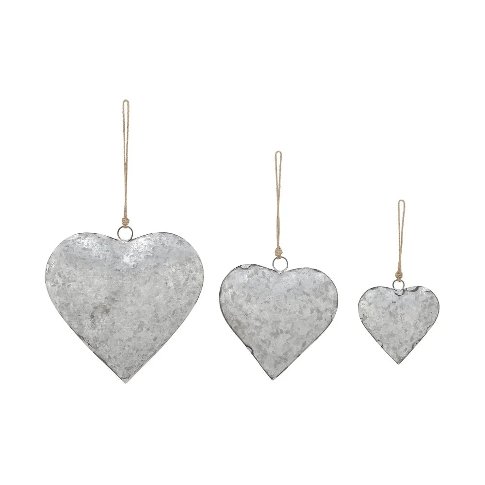 DUTRIEUX Tibetan Inspired Silver Heart Bell Set Three Piece Decor