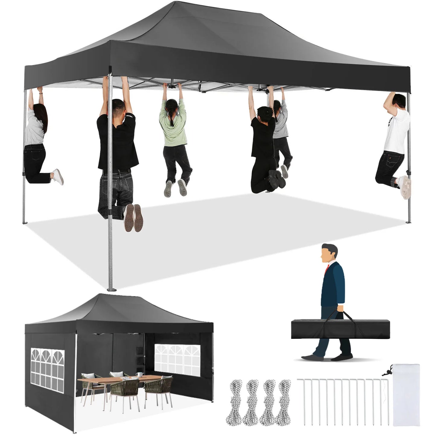 COBIZI Heavy Duty Pop Up Canopy Tent With Sidewalls