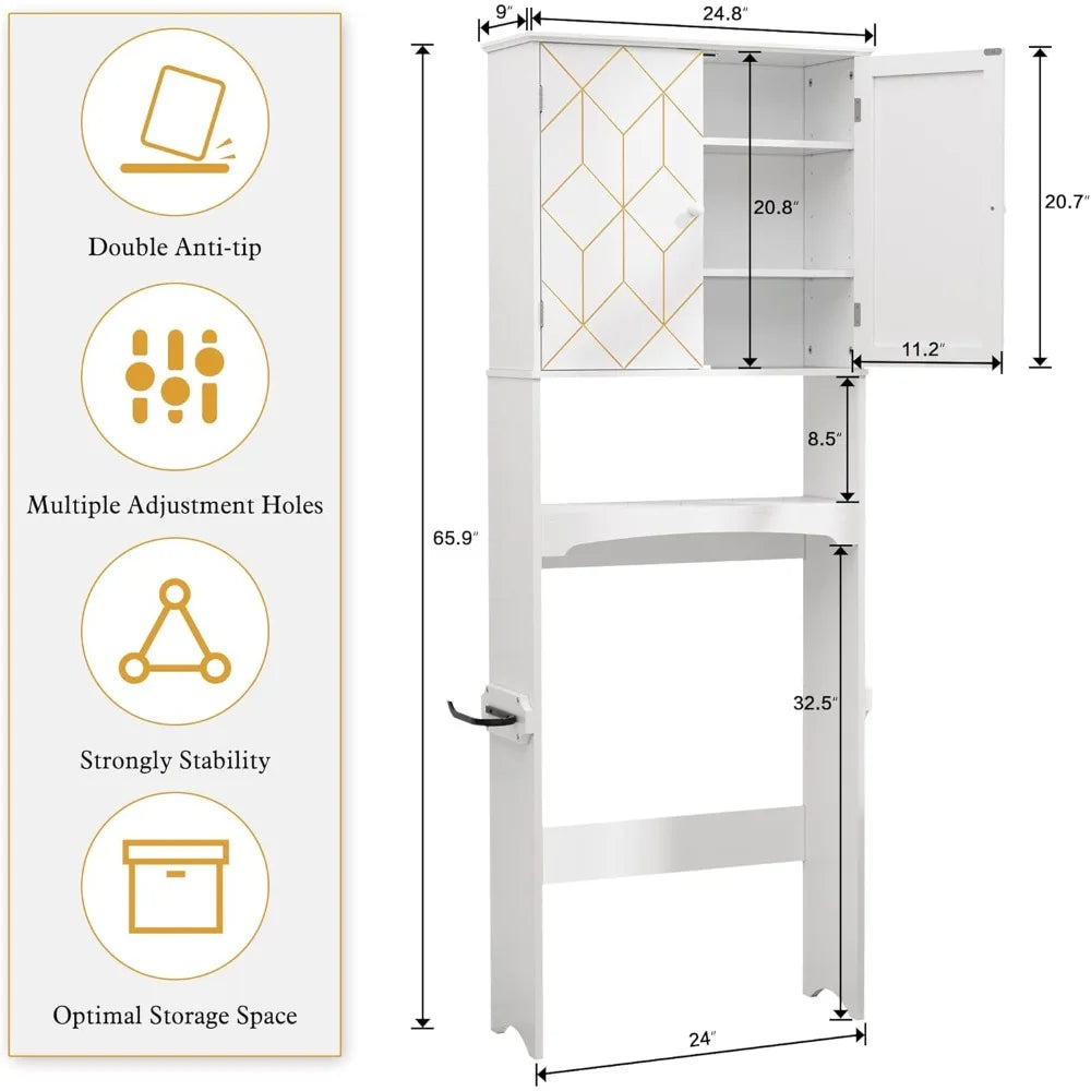 MKDK Over Toilet Storage Cabinet With Adjustable Shelves