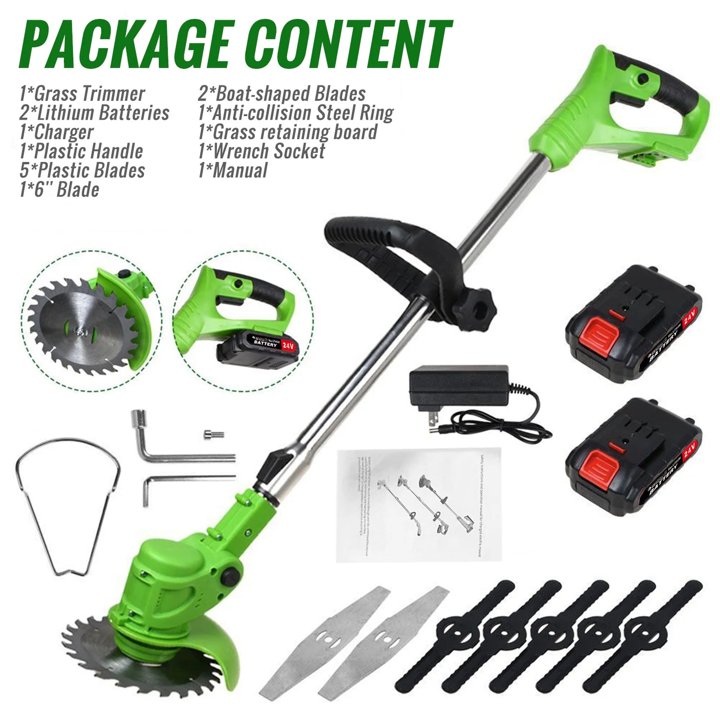 Cordless Electric Weed Trimmer 2 In 1 Brushless Grass Cutter