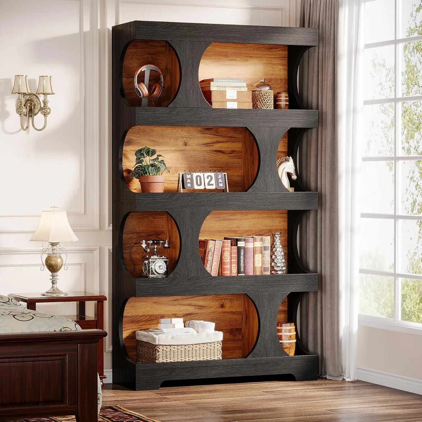 Little Tree Modern 4 Tier Freestanding Bookcase for Living Room