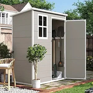 Outdoor Resin Storage Shed With Lockable Door For Garden Tools And Equipment Storage